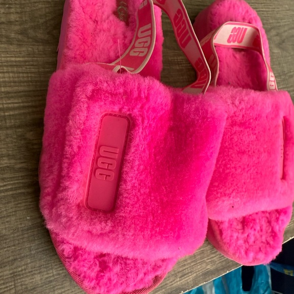 UGG Fluffy Pink Slingback Sandals size 38 - Picture 3 of 11